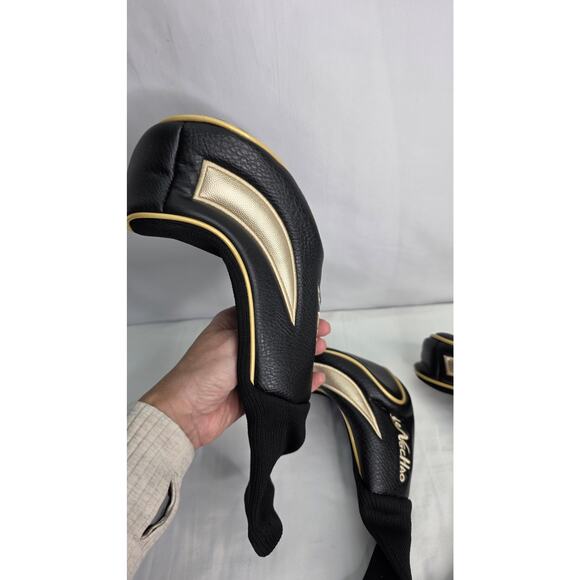 Black & Gold  Golf Head Covers 3pcs Set, Driver Fairway Wood Headcovers 1/ 3 / X - Picture 11 of 13